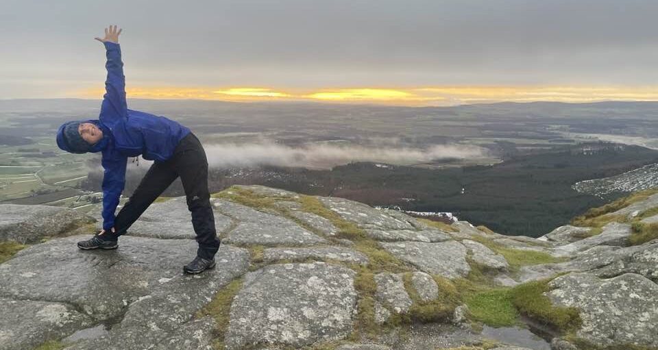 Yoga class at the top of Bennachie for the shortest day